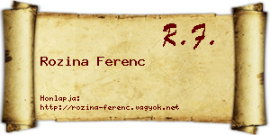 Rozina Ferenc névjegykártya